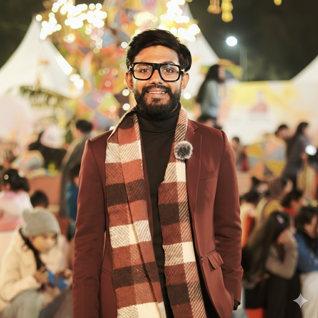 tkarsh Sen, Founder and Editor-in-Chief of Unsaid Bharat, looking directly into the camera in a event.