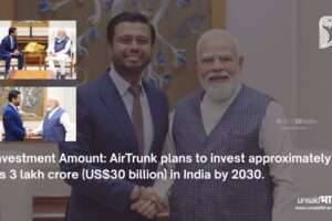 Prime Minister Narendra Modi meeting with AirTrunk Founder and CEO Robin Khuda to discuss the ₹3 lakh crore digital infrastructure investment plan.