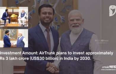 Prime Minister Narendra Modi meeting with AirTrunk Founder and CEO Robin Khuda to discuss the ₹3 lakh crore digital infrastructure investment plan.