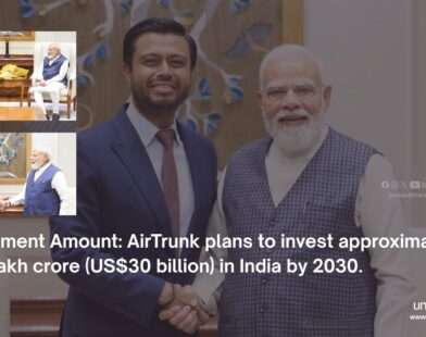 Prime Minister Narendra Modi meeting with AirTrunk Founder and CEO Robin Khuda to discuss the ₹3 lakh crore digital infrastructure investment plan.